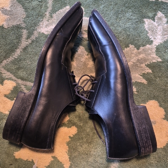 Cesare Paciotti Black Leather Lace-Up Square-Toe Oxfords main image 5